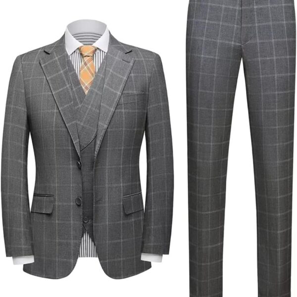 3 Pieces Men's Suit Set Customized Tailored Plaid Business Dress Men Suits Groom's Wedding Dress Tuxedo