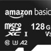 Amazon Basics Micro SDXC Memory Card with Full Size Adapter, A2, U3, Read Speed up to 100 MB/s, 128 GB, Black