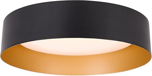 Bargeni Flush Mount Ceiling Light,12.5 inch LED Ceiling Light Fixture,Matte Black with Gold Inside,3000K/Warm White/18W(100w Equiv.),Dimmable Outdoor Lighting Fixtures Ceiling...