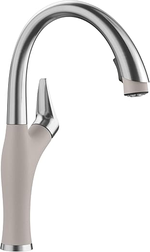 BLANCO 526400 Artona Fauet Kitchen Faucet, 1.5 GPM, Concrete Gray/Stainless