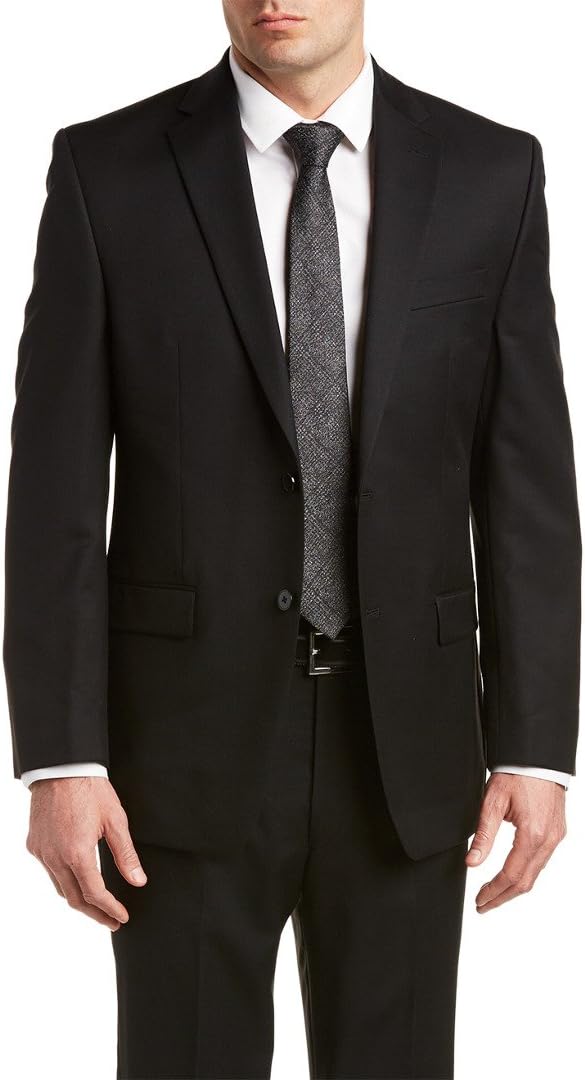 Calvin Klein Mens Modern-Fit Two Button Formal Suit Black 46x32