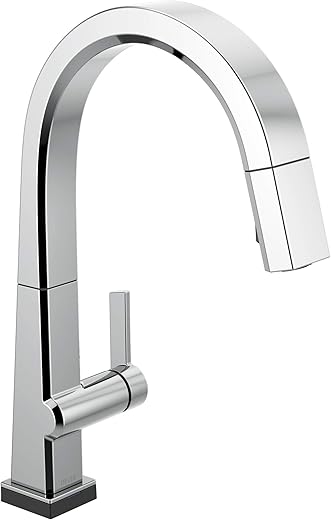 Delta Faucet Pivotal Touch Kitchen Faucet Chrome, Chrome Kitchen Faucets with Pull Down Sprayer, Kitchen Sink Faucet, Touch Faucet for Kitchen Sink, Delta Touch2O Technology,...