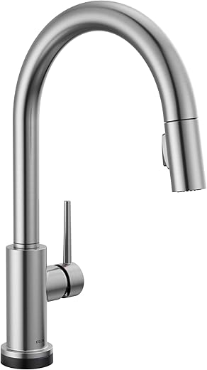 Delta Faucet Trinsic Touch Kitchen Faucet with Touchless Technology, Kitchen Faucet with Pull Down Sprayer, Brushed Nickel Kitchen Faucet, Touchless Kitchen Faucet, Arctic...