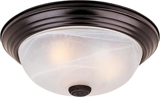 DESIGNERS FOUNTAIN 2-Light Flush Mount Ceiling Light, 11 Inch Lighting Fixture for Kitchen, Bedroom, Bathroom, and Hallway, White Alabaster Glass, Oil Rubbed Bronze, 1257S-ORB-AL