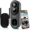 Doorbell Camera Wireless, 360° Panoramic View, No Monthly Fee, 1:1 Head to Toe, 5MP Video Doorbell Battery, 2.4GHz Wi-Fi