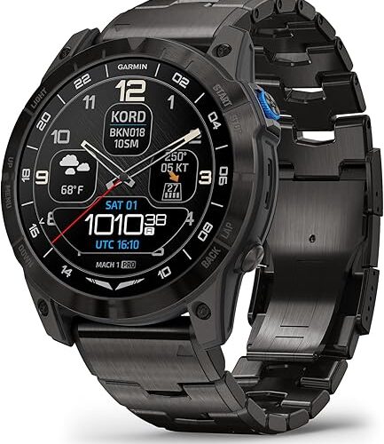 Garmin D2™ Mach 1 Pro, Aviator Smartwatch with GPS Moving Map, Aviation Weather, Health and Wellness Features, AMOLED Display, and Built-in Flashlight