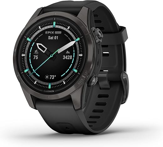 Garmin epix Pro (Gen 2) Sapphire Edition, 42mm, High Performance Smartwatch, Advanced Training Technology, Built-in Flashlight, Black