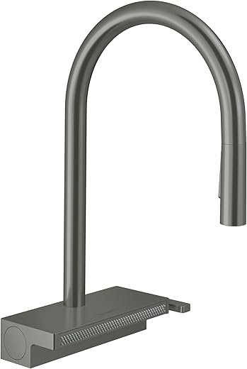 hansgrohe Aquno Select Black High Arc Kitchen Faucet, Kitchen Faucets with Pull Down Sprayer, Faucet for Kitchen Sink, Magnetic Docking Spray Head, Brushed Black Chrome 73837341