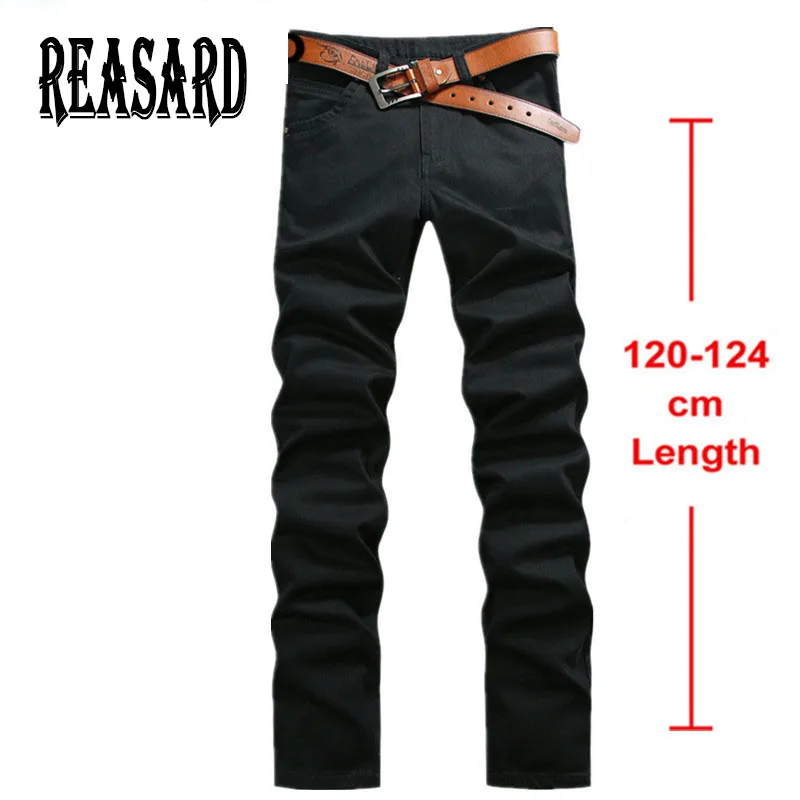 Tall Man 120cm Extra Long Jeans Mens Plus Size 28-44 Black Stretch Twill Pants Classic Jeans Trousers Casual Pants