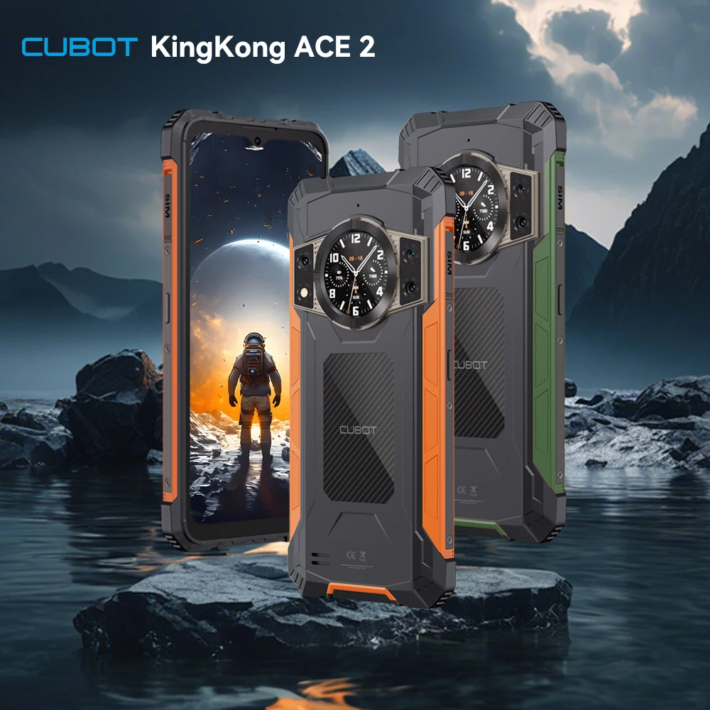 Cubot KingKong ACE 2 Ultra-thin Rugged Smartphone Android 14 16GB RAM(6GB+10GB),+128GB ROM 6.56" 90Hz Screen NFC Cell Phone