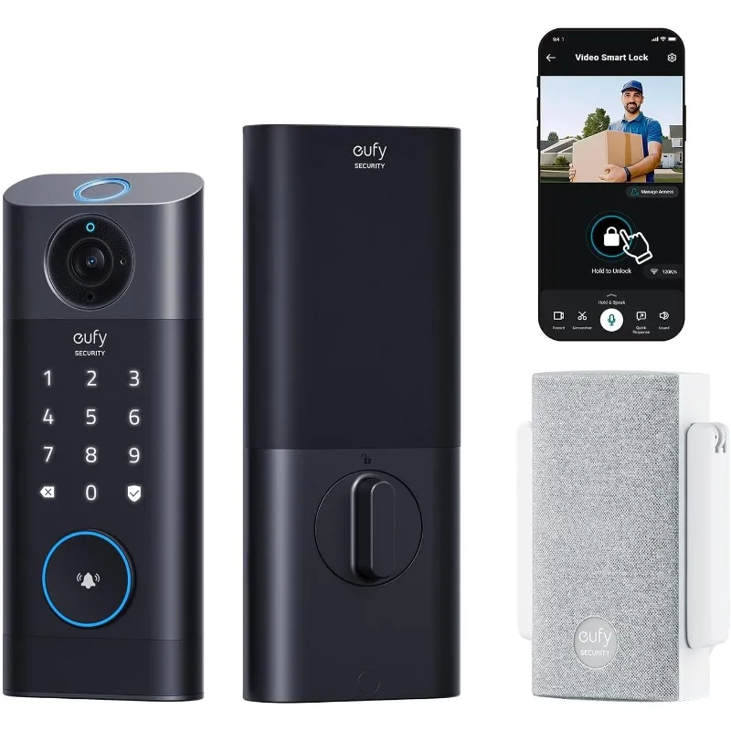 3-in-1 Camera+Doorbell+Fingerprint Keyless Entry Door Lock, Smart Wi-Fi Deadbolt for Front Door,SD Card Required