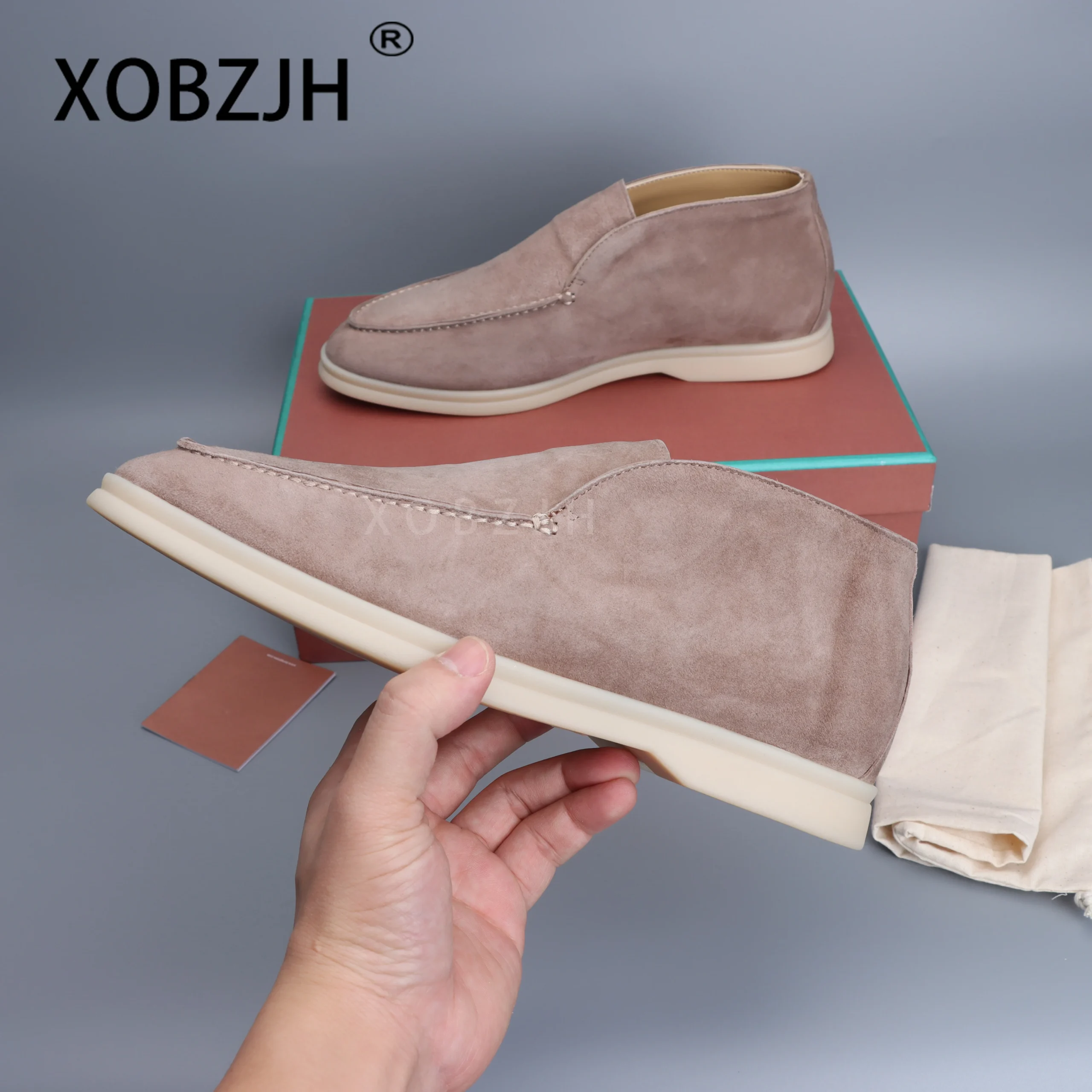 2025 High Top Women Kid Suede Loafers Flat Shoes Nude Casual Slip On driving lazy Winter Open Walk free shippiing Shoes