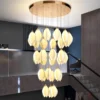 Villa Ceramic Petal Hanging Led Chandelier For Hotel Lobby Loft Staircases Restaurant Living Room Bedroom Bedside Pendant Lamp