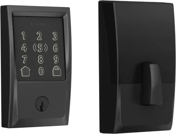 Schlage CEN 622 Encode Plus WiFi Deadbolt Smart Lock with Apple Home Key, Keyless Entry Door Lock with Century Trim, Matte Black