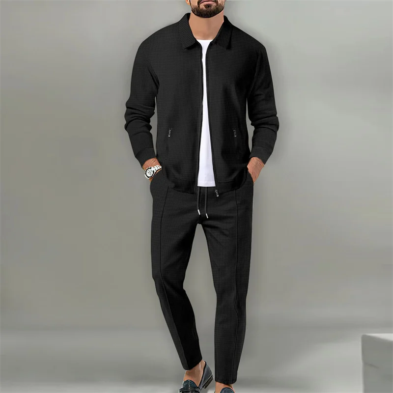 2024 NEW men's tracksuit zipper cardigan running suit men Jacket + Pants 2 Piece Set Sports Suit Autumn High Quality Sportswear