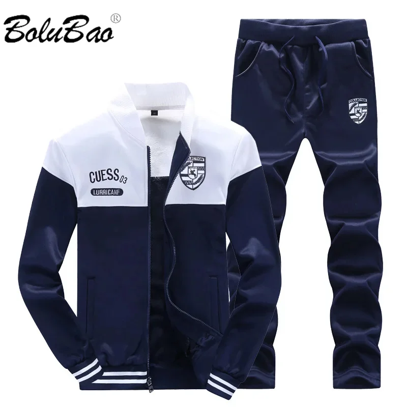 BOLUBAO 2024 New Men Trendy Sports Sets Fashion Brand Men's Baseball Jacket + Pants Sportswear Long Sleeve Tracksuit Set Male