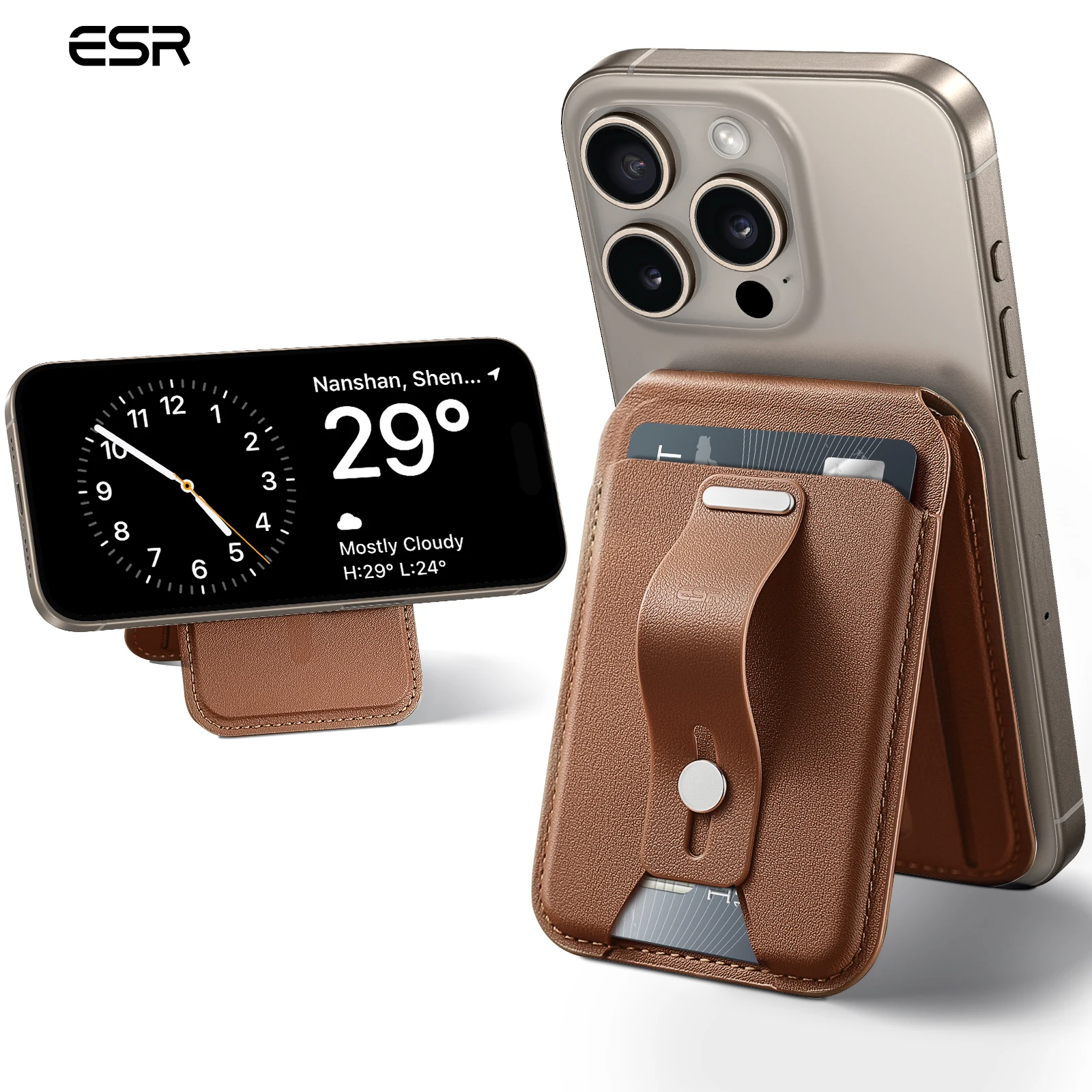 ESR for iPhone 16/15/14/13 MagSafe Wallet Apple 5 Card Holder Secure Grip Finger Best Buy Magnetic Phone Card Wallet