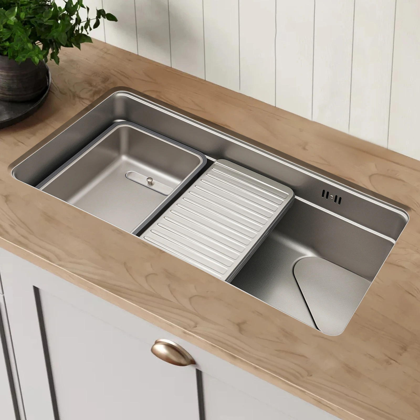 Stainless Steel Sink Low Noise Modern Kitchen Sink with Anti-Overflow Hole Easy to Clean Kitchen Facilities