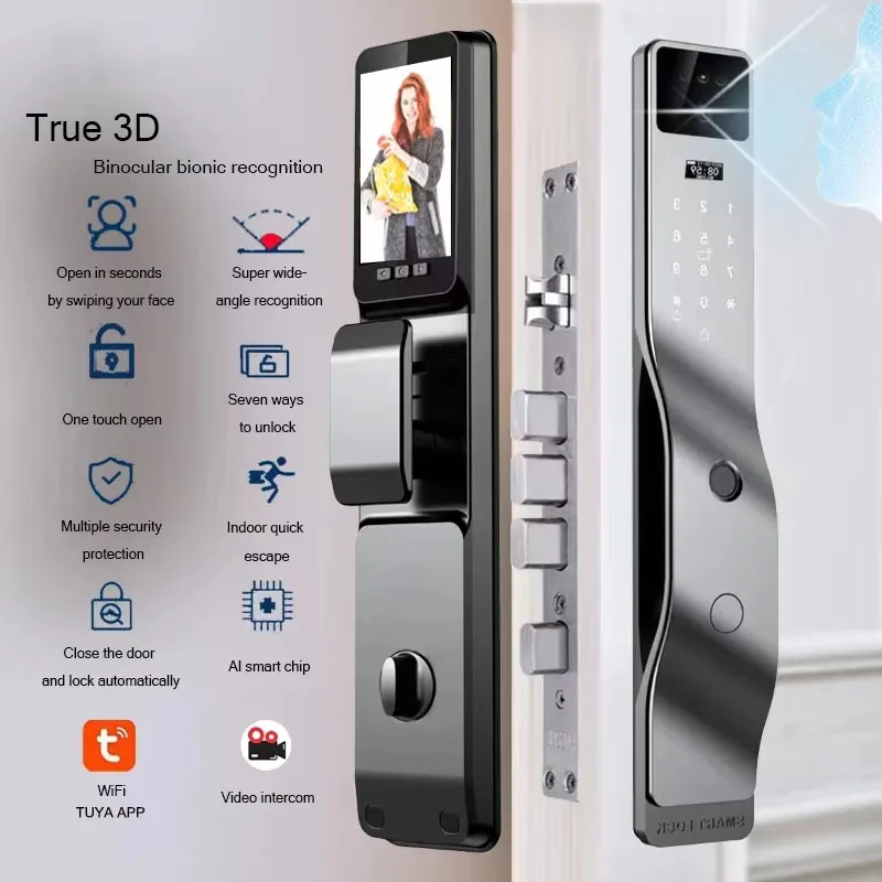 Tuya App Smart Lock Household Anti-theft Door Fingerprint Lock With Camera Password Lock Large Door Lock