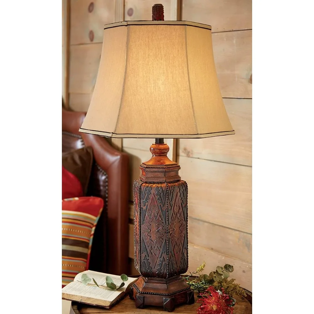 Cordova Southwestern Table Lamp for Cabin, Living Room, Nightstand, Desk - Vintage Rustic Home Décor - 34" bedside lamp