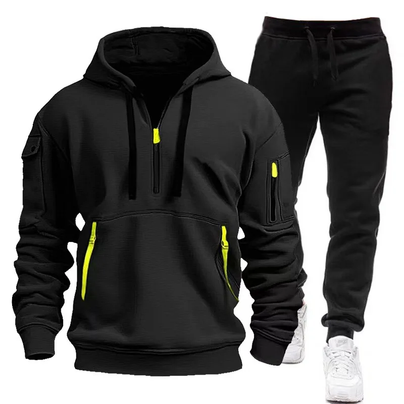 2024 Fashion Sportswear Plus Pants Sweatshirts Fleece Zipper Casual sportswear Men's Set Hoodie Large size Tracksuit Piece S-3XL