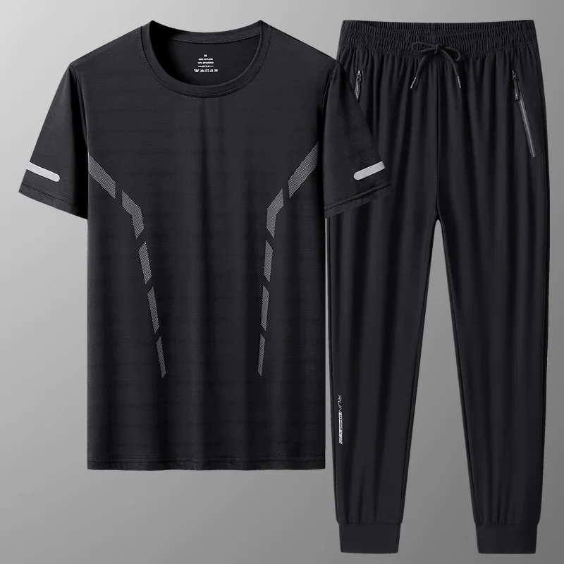 2024 Quick Dry High Quality Ice Silk Running Sets Men's Joggers Tracksuits Breathable Training Clothing Suits Sport Sportswear