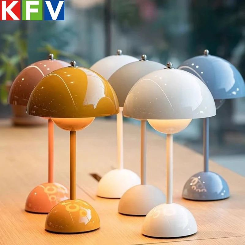 Rechargeable Alloy with ABS Table Lamp 3 Speed Adjustment Indoor Lighting Fixture Flower Bud Desk Lamps Home Decor Night Light