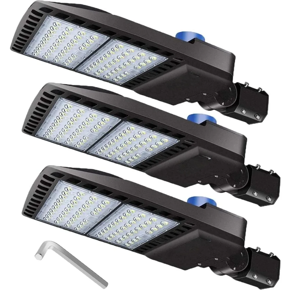 3 Pack LED Parking Lot Lights with Photocell Slip Fitter 26000lm Outdoor Dusk to Dawn Commercial Shoebox Pole Lighting