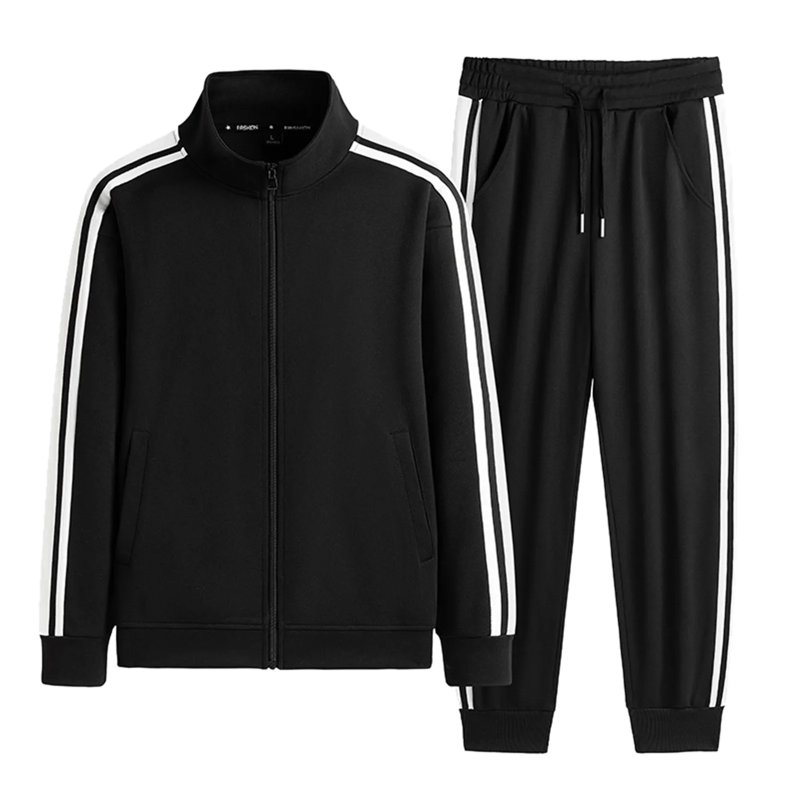 Men's Sportswear Two Piece Zippered Casual Solid Color Sweatshirt And Pants Set Sports Jogging Suit For Men Sportswear 2pcs Sets