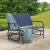 2 Person Patio Glider, Outdoor Glider Bench Patio Double Swing Rocking Chair Loveseat w/Power Coated Steel Frame