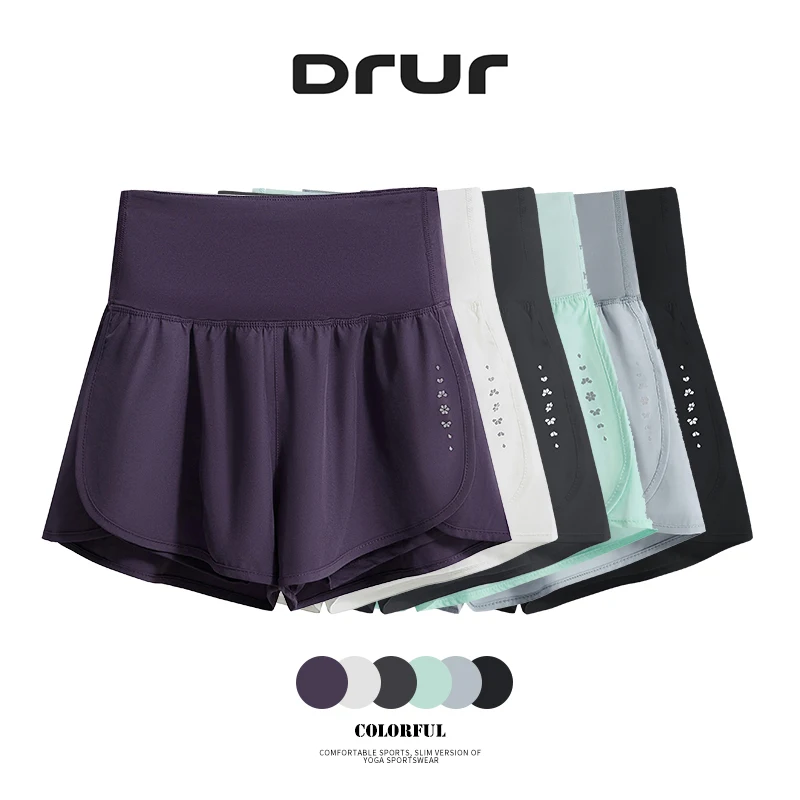 DRUR Yoga Short Gym Clothes Women Breathable Quick Dry High Waist Sports Shorts With Pocket Tennis Pant Woman Sportswear 2025