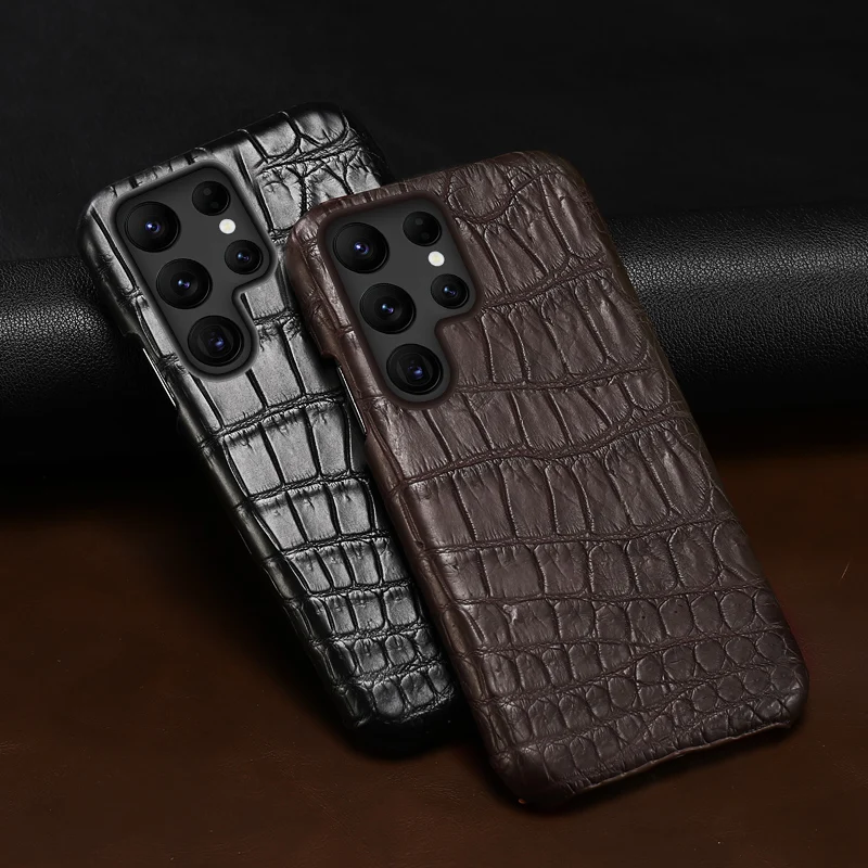 Natural Crocodile Leather Matt Phone Cover Case For Samsung Galaxy S 24 S24 S23 Ultra S24Ultra Plus