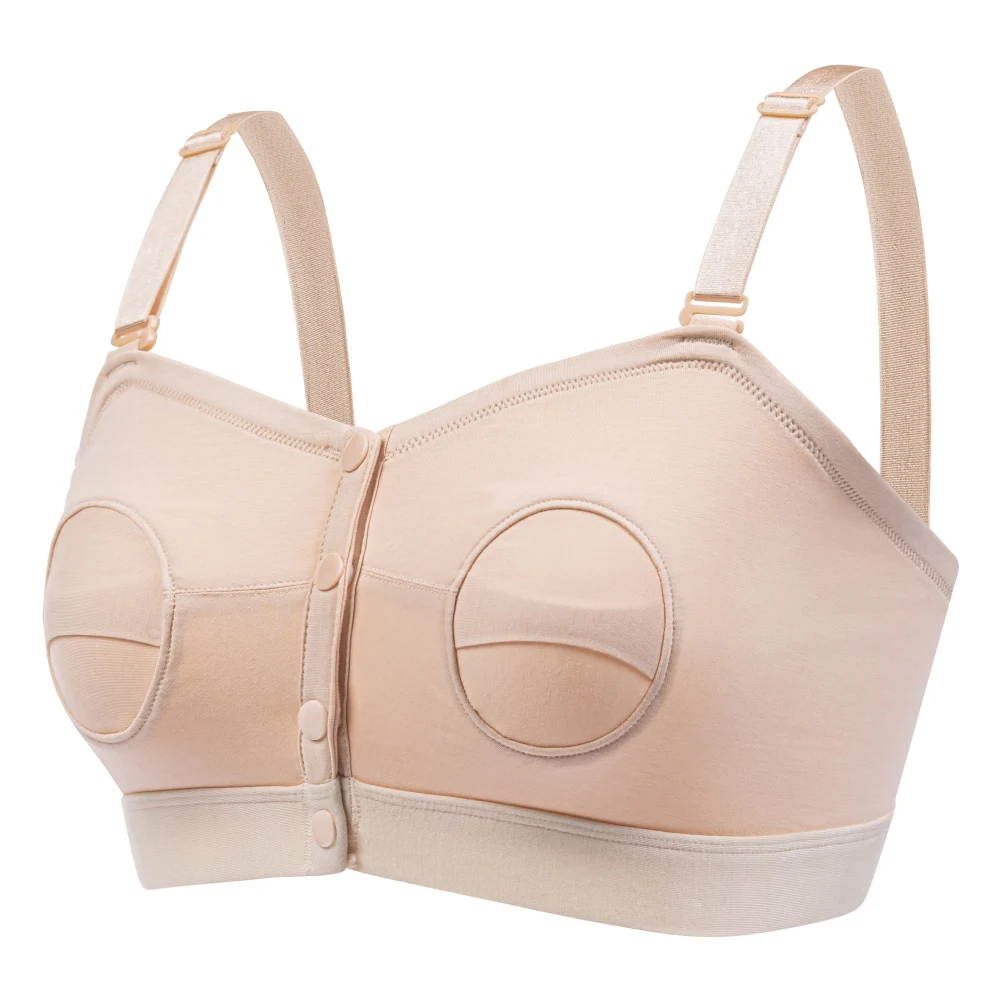 Women's Front Buckle Pregnant Nursing Bra With Breast Pad Hands-free Pumping Hide Opening Sucking Mouth Breastfeeding Underwear