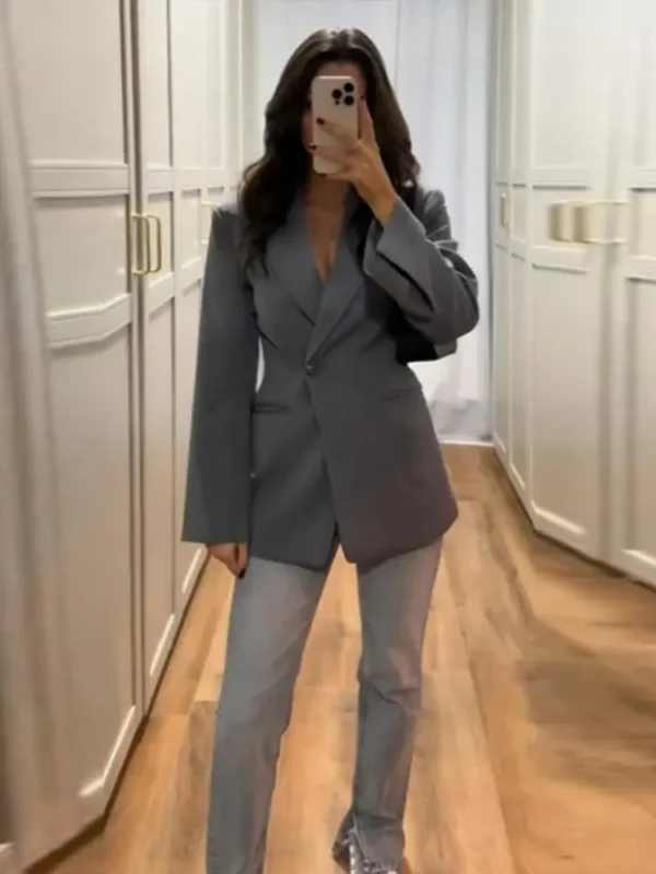 2025 Spring Office Women Blazers Coats Fashion Long Sleeve Single Button Slim Jackets Elegant Pocket Lady Streetwear Outwear Top