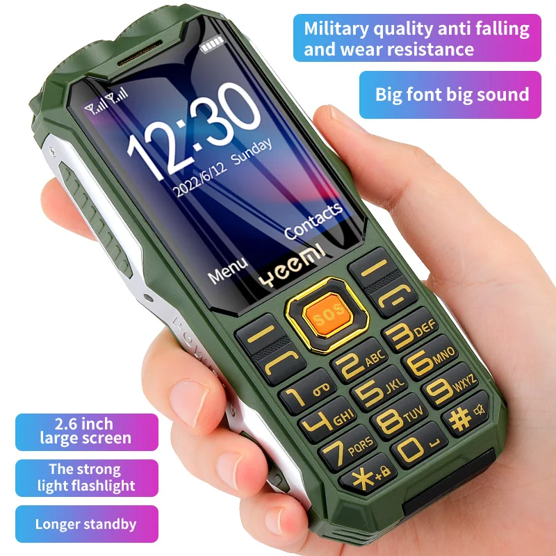 Q8 GSM 2G Rugged Mobile Phone Big Battery Double Flashlight 2.4inch HD Screen Dual Sim Large Button Cheap Cellphone For Elderly