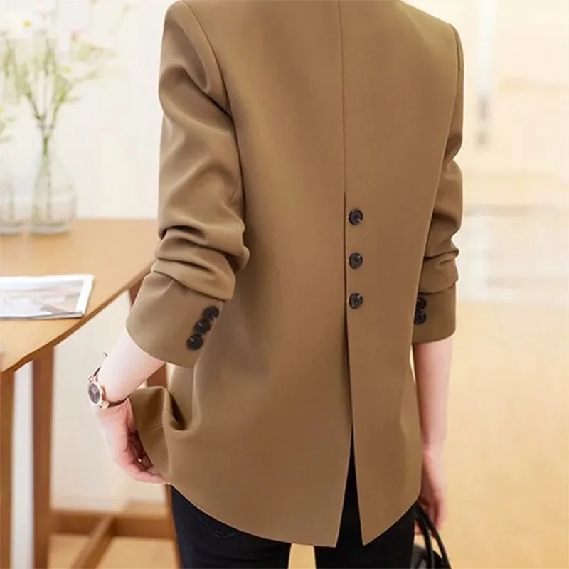 2024 New Women Office Lady Blazer Notched Suit Women's Autumn Ladies Long Sleeve Single Breasted Outerwear Stylish Tops