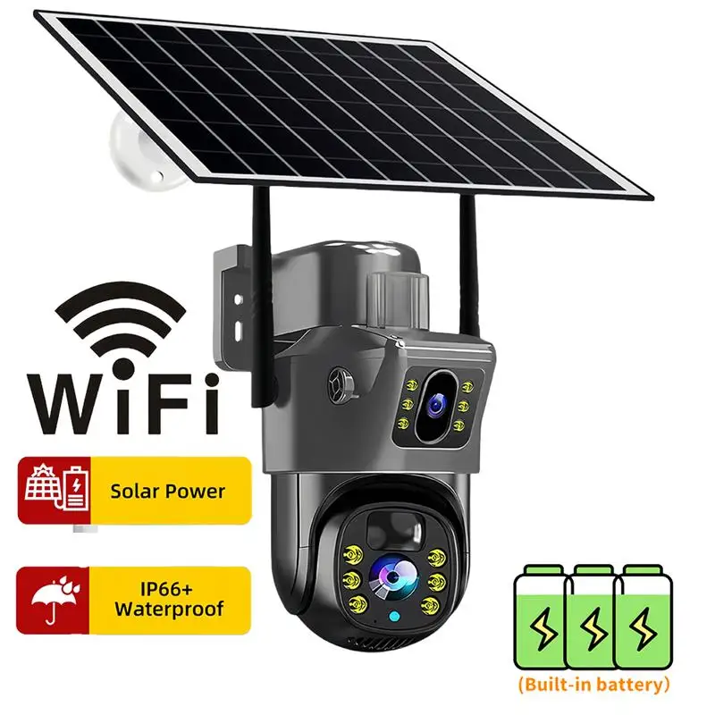 New! Outdoor 4K 8MP Wireless Solar Camera 4G Sim Dual Lens Wifi IP PIR HD Night Vision Camera V380Pro PTZ Security CCTV Monitor