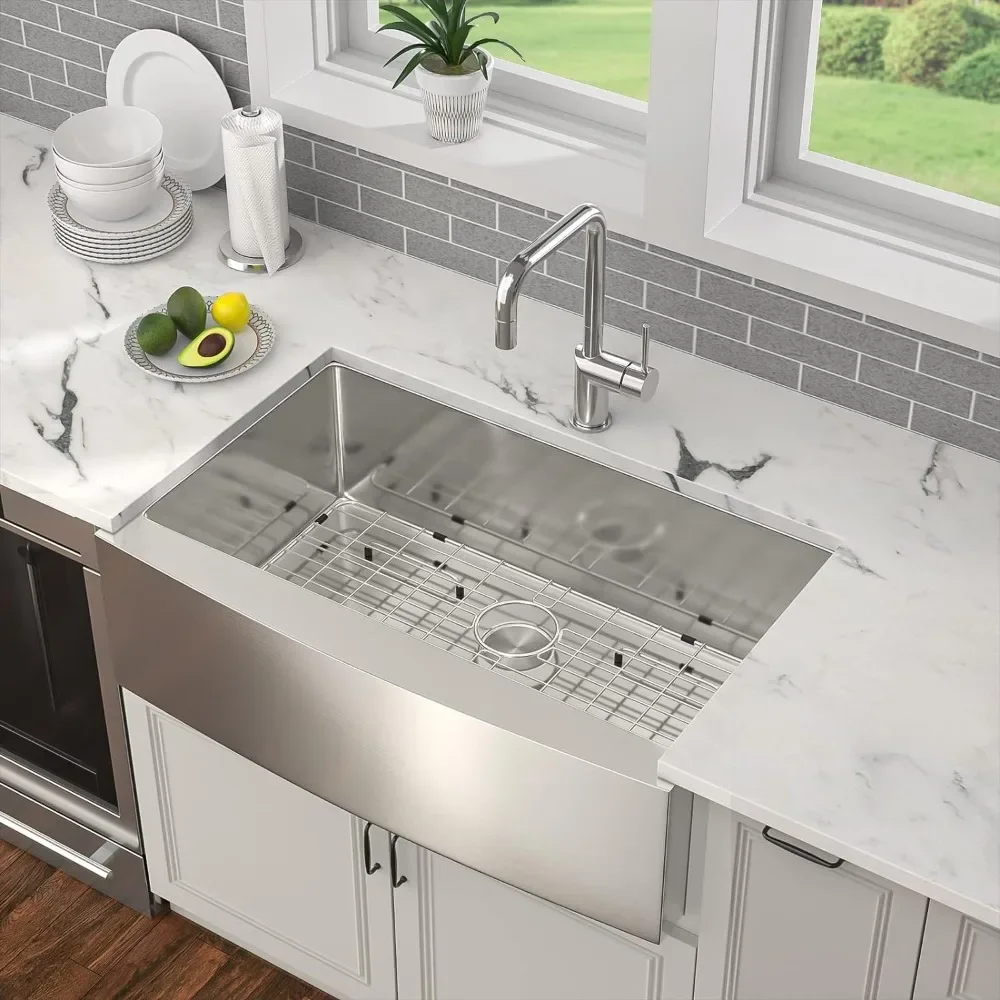 Stainless steel farmhouse sink 36 inch kitchen apron front sink size 16single bowl farm sink basin rounded corner21D x 36W x 10H