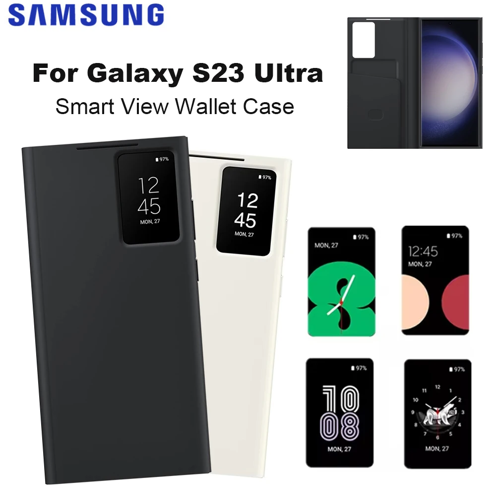 Original Samsung Galaxy S23 Ultra Smart View Wallet Flip Phone Case Intelligent Cover SM-S918B