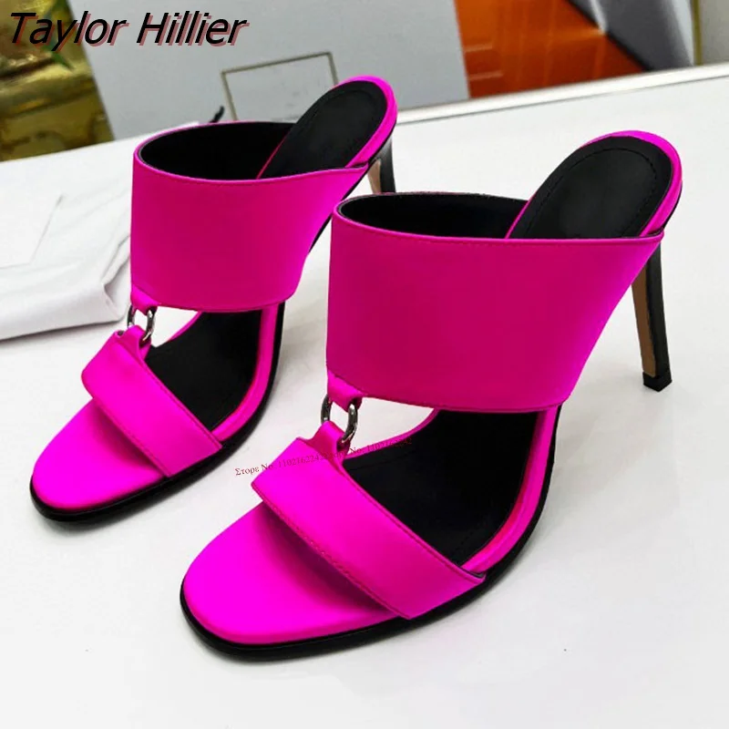 Summer New Catwalk Open-Toed High-Heeled Women'S Shoes Satin Stiletto Elegant Fashion Dress Sandals And Slippers For Women 46