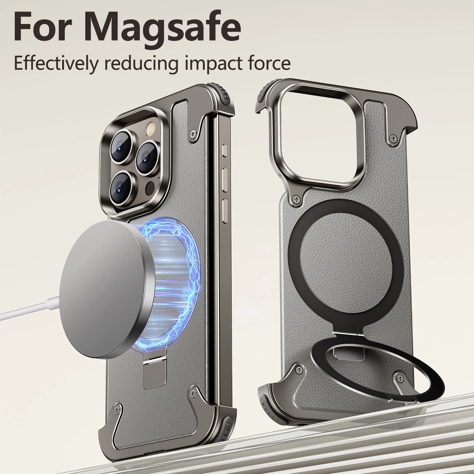 Oatsbasf Magsafe Phone Case for iPhone 12/13/14/15/16 Series Mobile Phone Protective Covers w/ Finger Ring Holder Phone Bumper