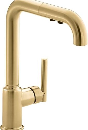 KOHLER Purist single-hole kitchen sink faucet with 8" pull-out spout