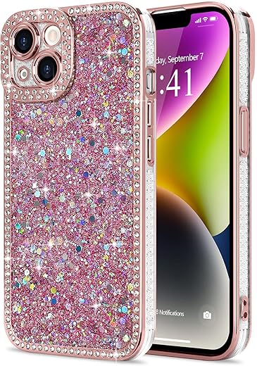 Lafunda for iPhone 14 Case Glitter, Luxury Shiny Bling Sparkly Phone Cover with Crystal Diamonds Rhinestone for Women Girls Soft TPU Slim Shockproof Protective Phone Case for...