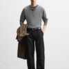 LEATHER COMBINATION CARGO JEANS