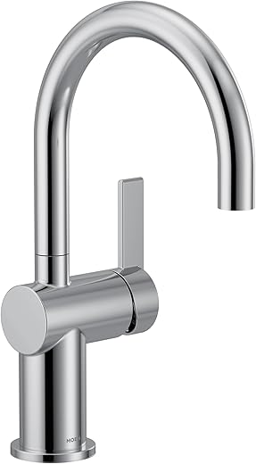 Moen 5922 Cia Single Handle Bar Faucet with Optional Matte Black Accents, Chrome