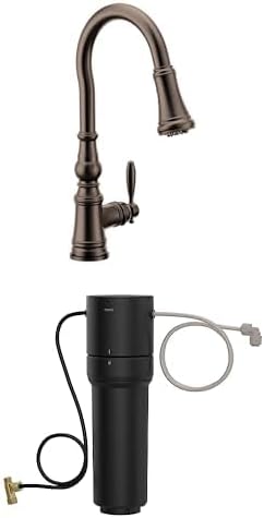 Moen Weymouth Oil-Rubbed Bronze 3-in-1 Water Filtration One-Handle Pulldown Kitchen Faucet, FS73004ORB with Moen F9800 Advanced Carbon Water Filtration System