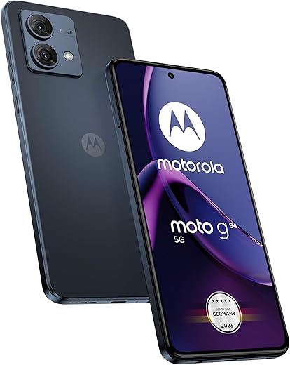 Motorola Moto G84 5G (GSM Unlocked, International Version) 256GB + 12GB RAM Dual SIM Android 13 Smartphone (Midnight Blue)