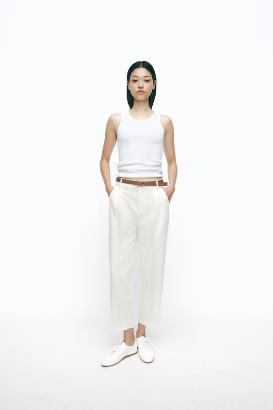 PLEATED BELTED PANTS