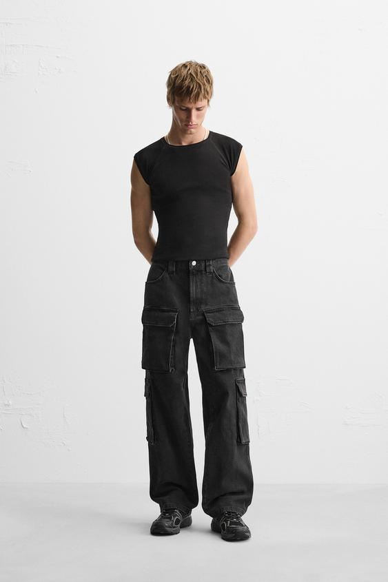 POCKET DENIM CARGO PANTS