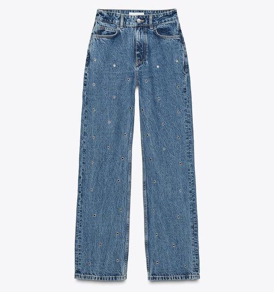 Z1975 HIGH-WAISTED STRAIGHT LONG LENGTH EYELET JEANS